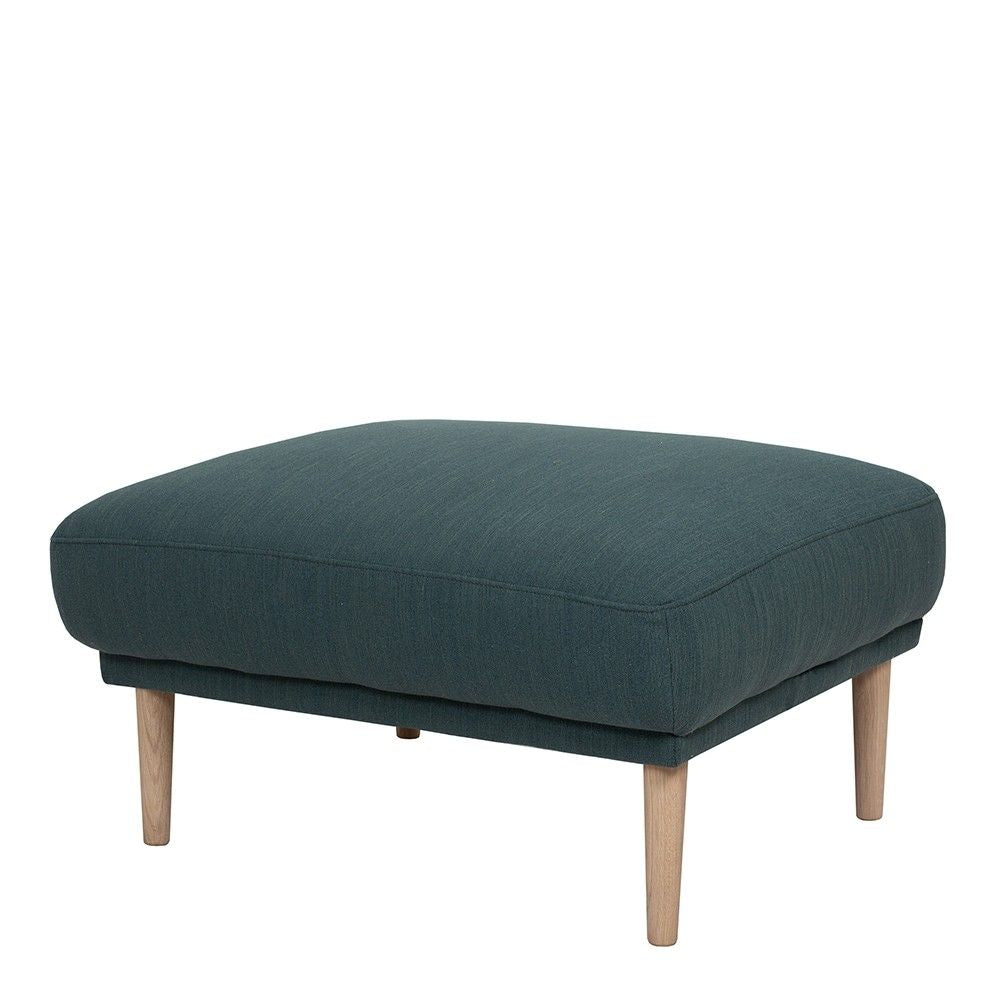 Dark Green Fabric Footstool on Oak Legs