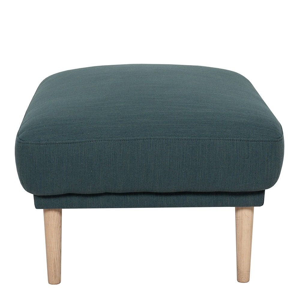 Dark Green Fabric Footstool on Oak Legs