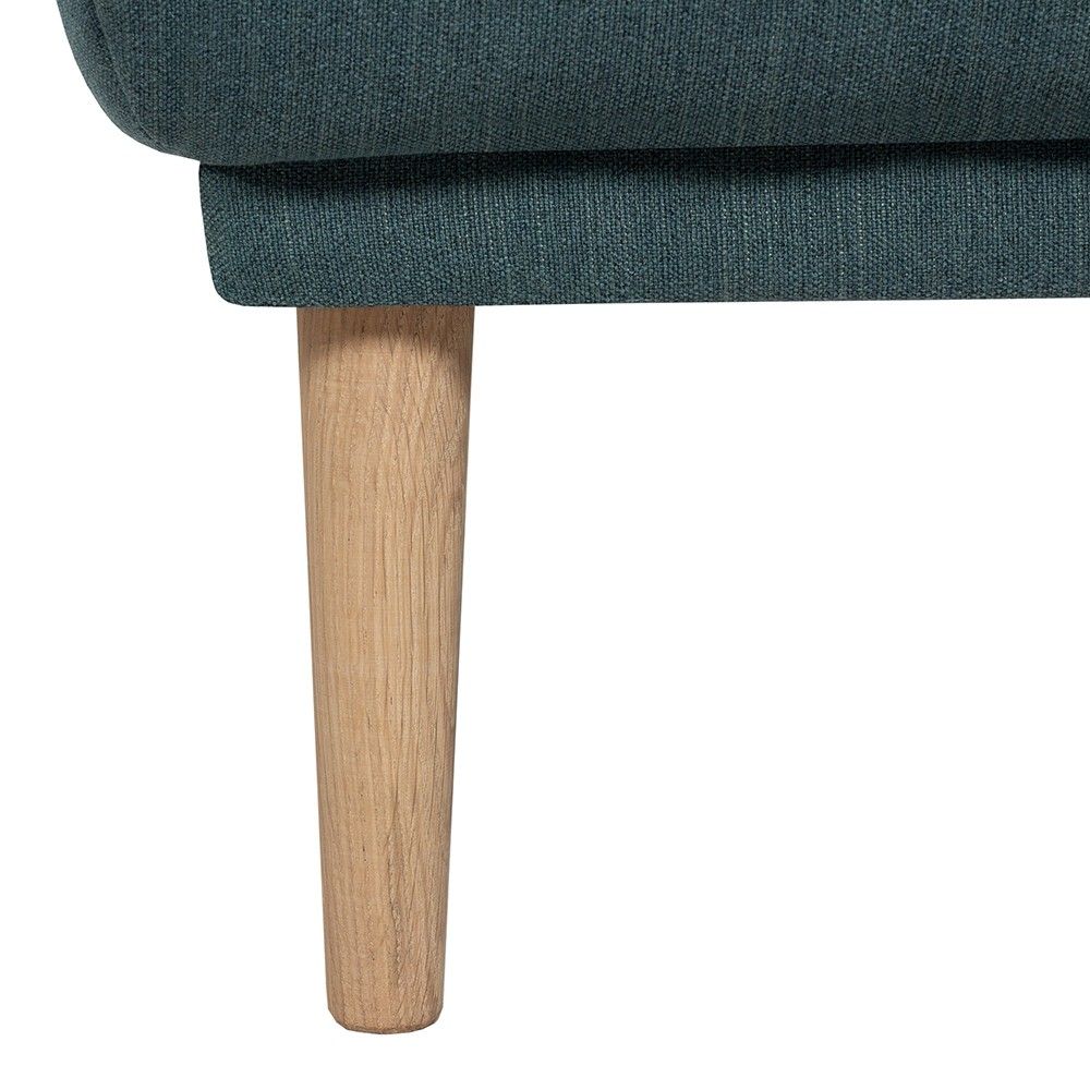 Dark Green Fabric Footstool on Oak Legs