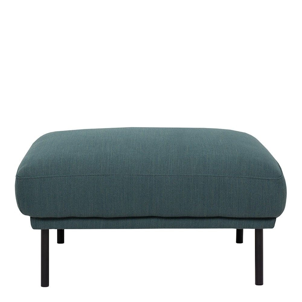 Dark Green Fabric Footstool on Black Metal Legs