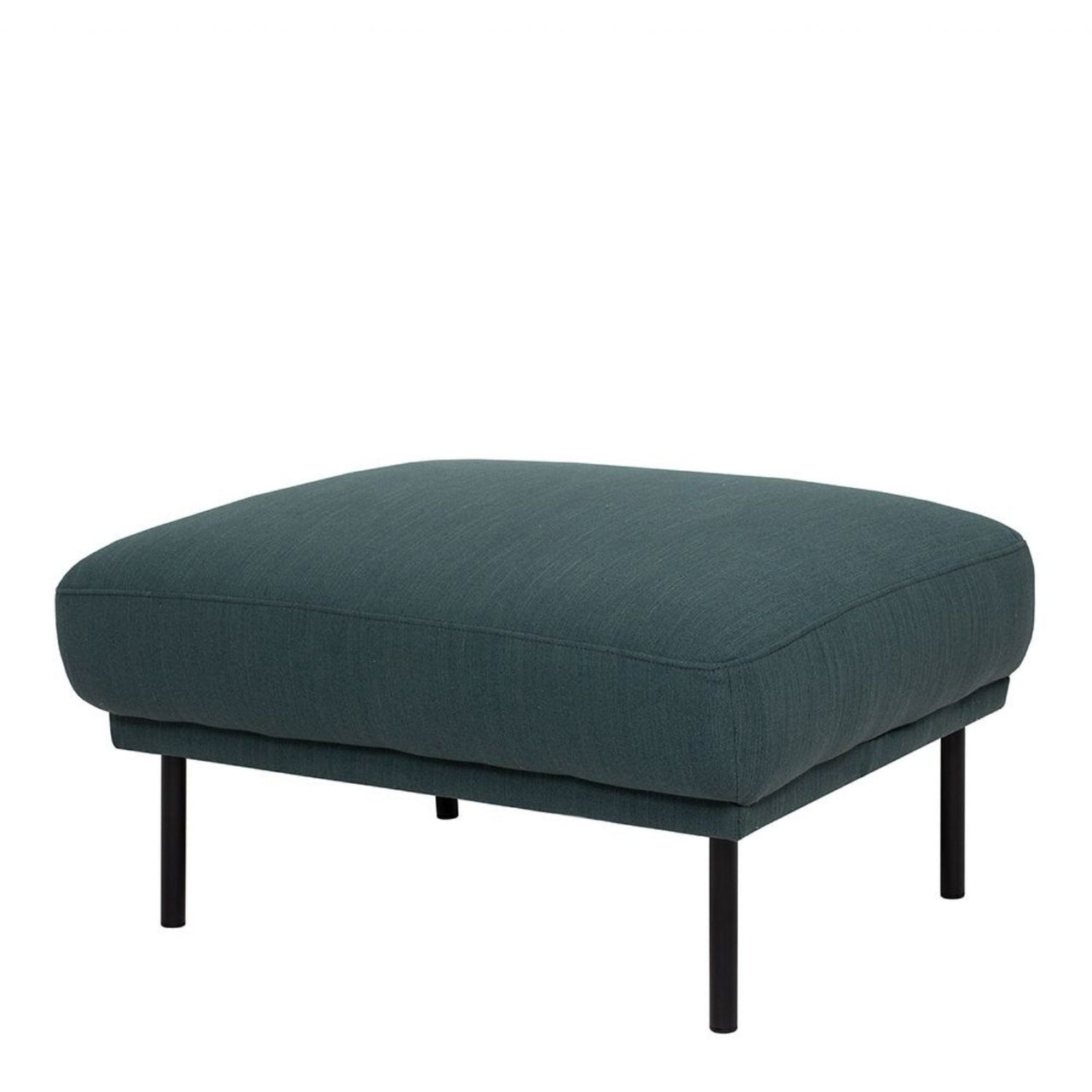 Dark Green Fabric Footstool on Black Metal Legs