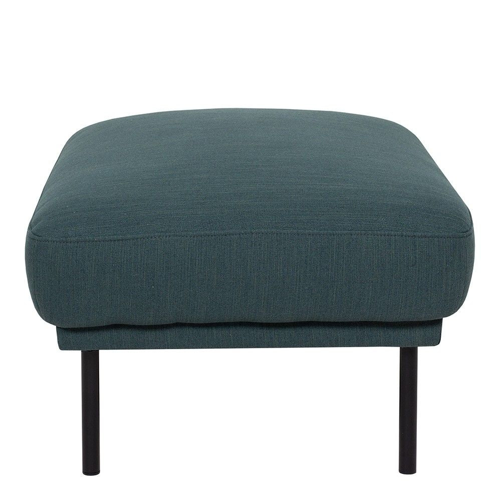 Dark Green Fabric Footstool on Black Metal Legs