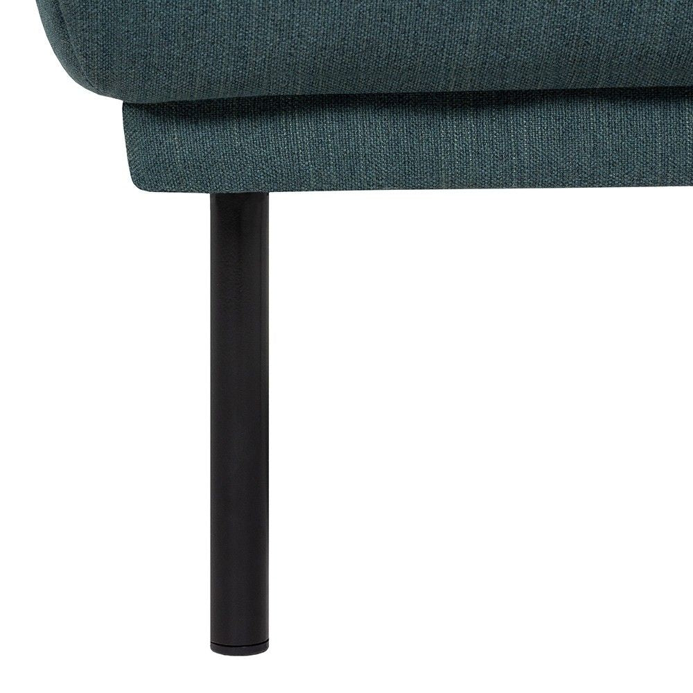 Dark Green Fabric Footstool on Black Metal Legs