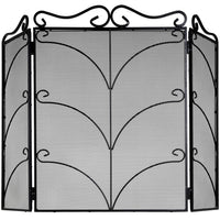 Thumbnail for Heavy Large Black Metal Ornate Mesh Fireplace Hearth Fire Screen