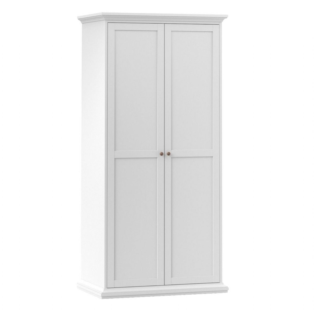 Paris Package Bedside 2 Drawers in + Chest of 4 Drawers + Wardrobe with 2 Doors White