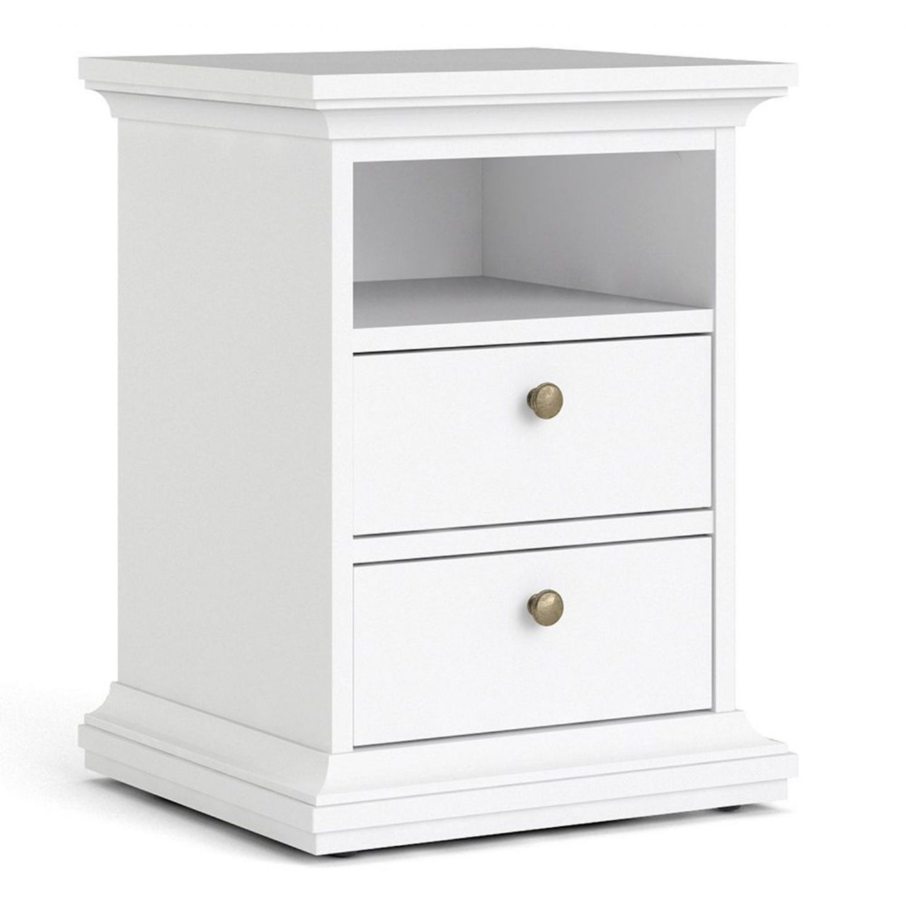 Paris Package Bedside 2 Drawers in + Chest of 4 Drawers + Wardrobe with 2 Doors White