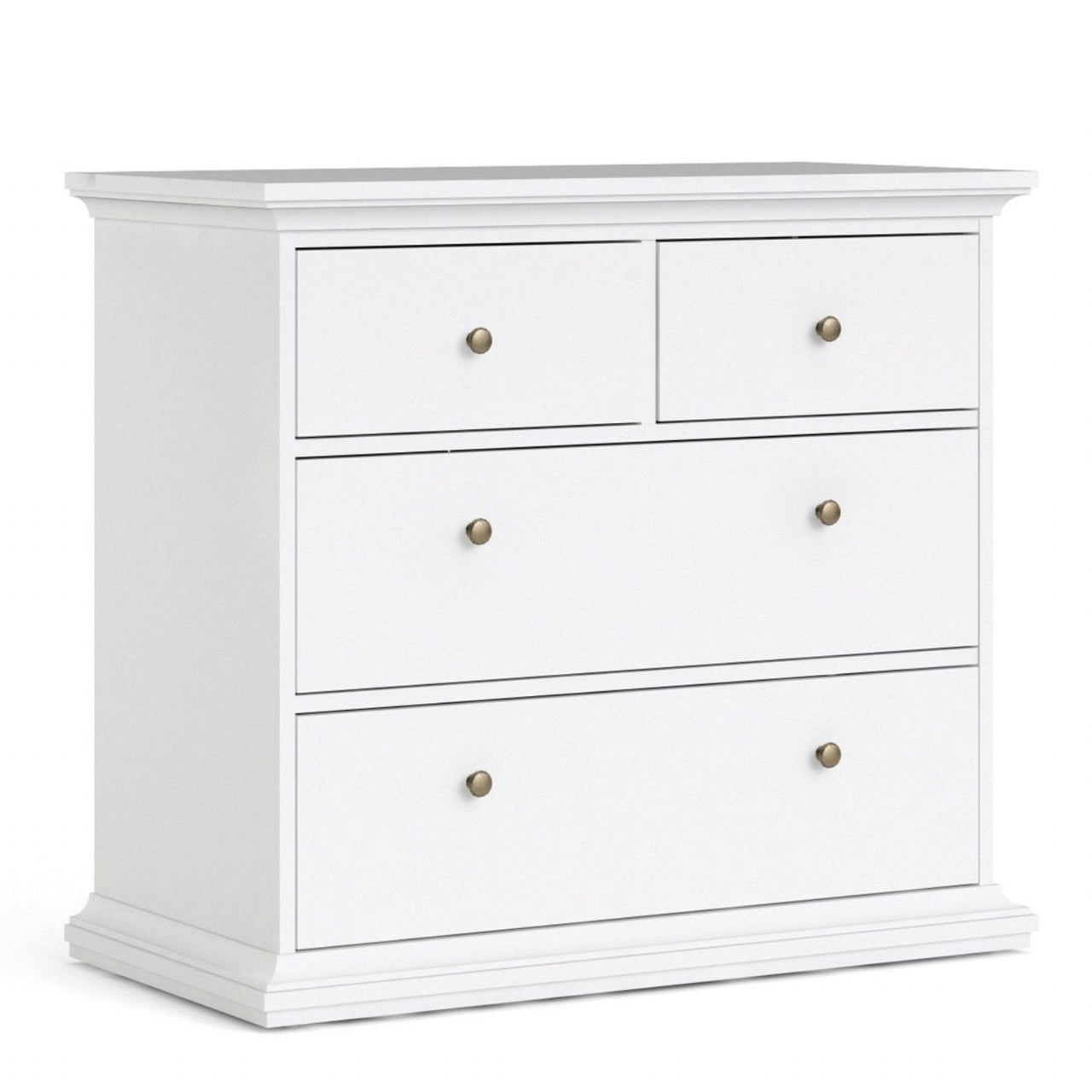 Paris Package Bedside 2 Drawers in + Chest of 4 Drawers + Wardrobe with 2 Doors White