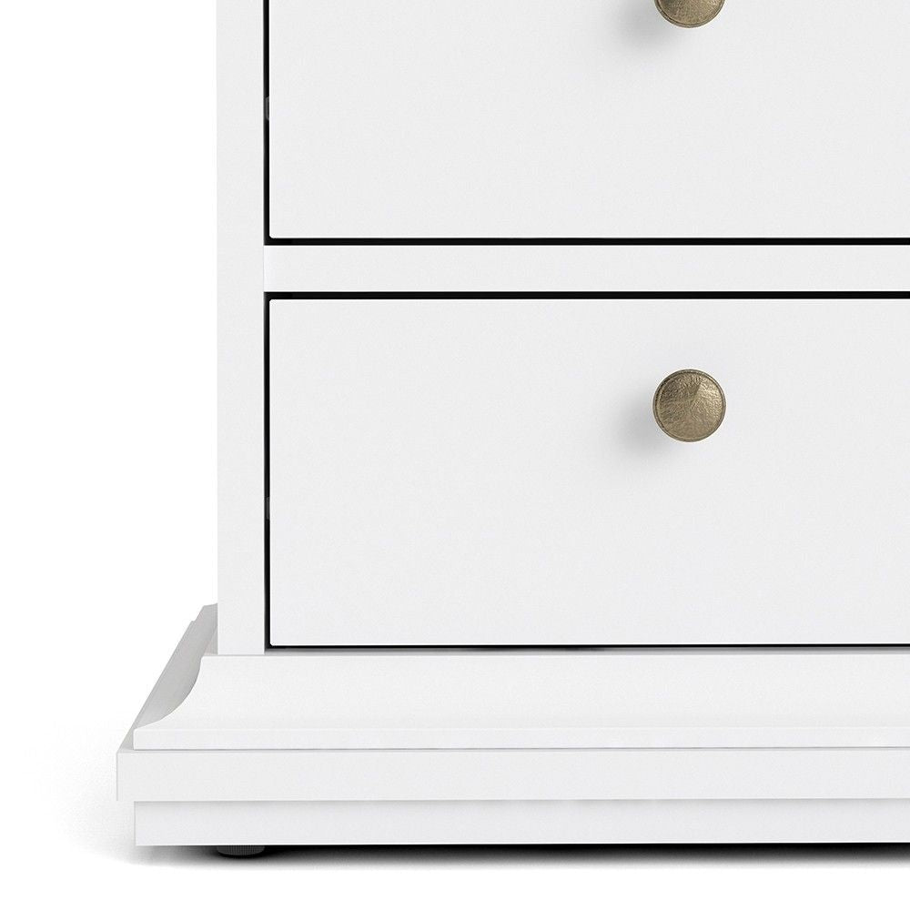 White 2 Drawer Bedside Cabinet