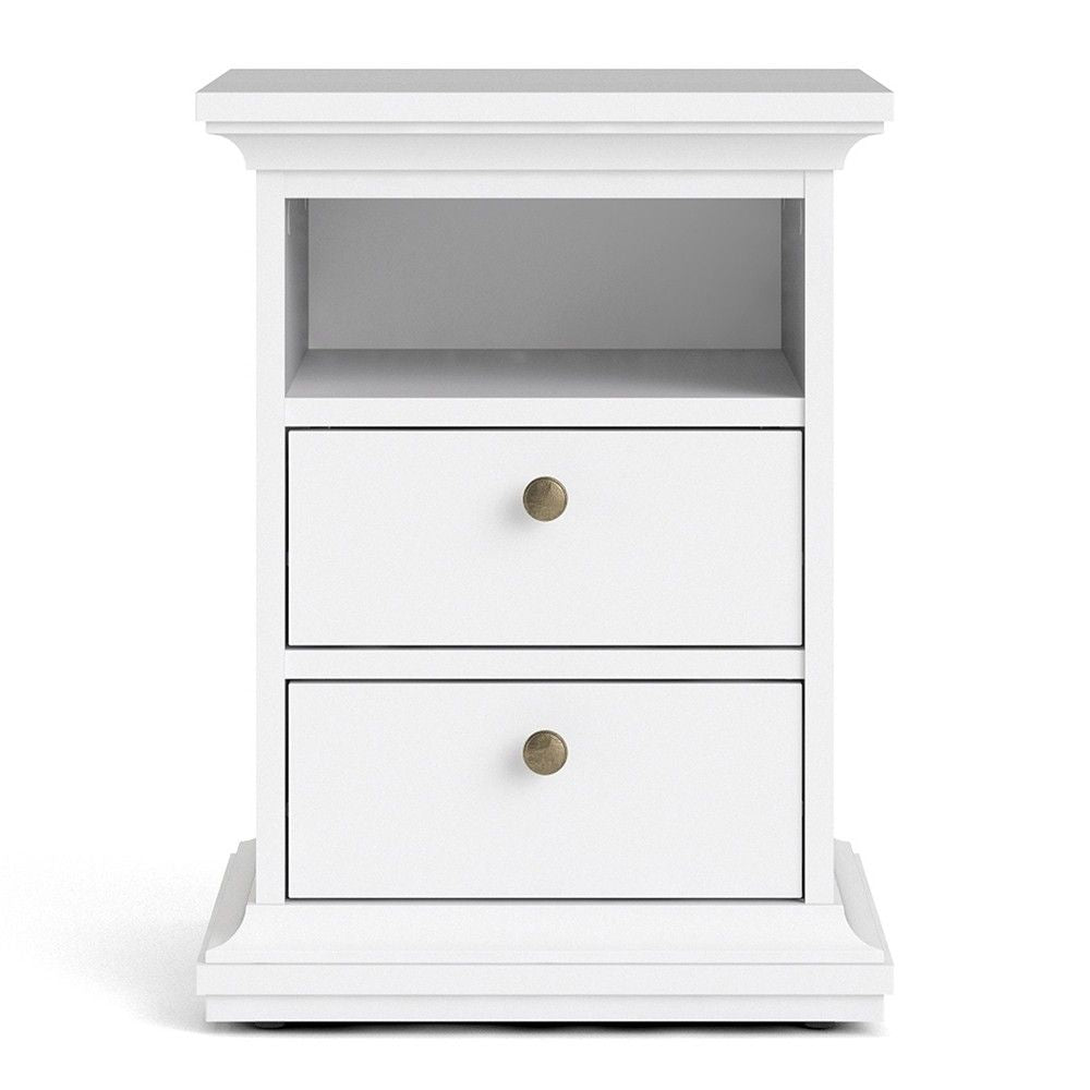 White 2 Drawer Bedside Cabinet