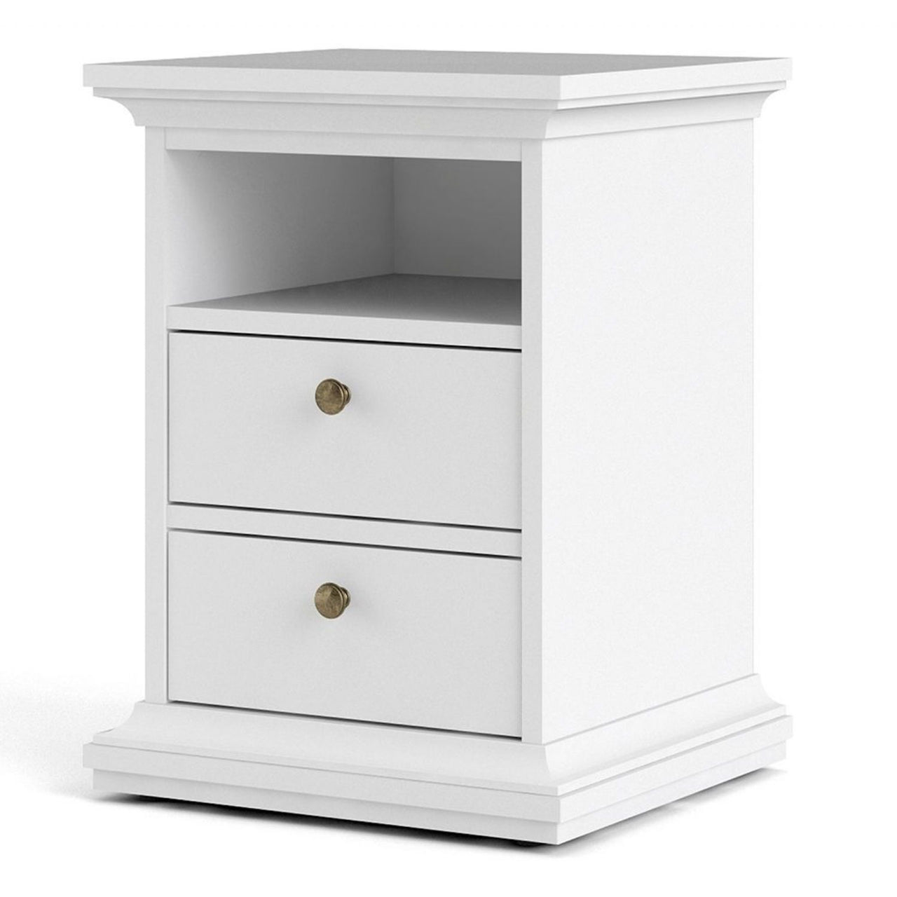 White 2 Drawer Bedside Cabinet