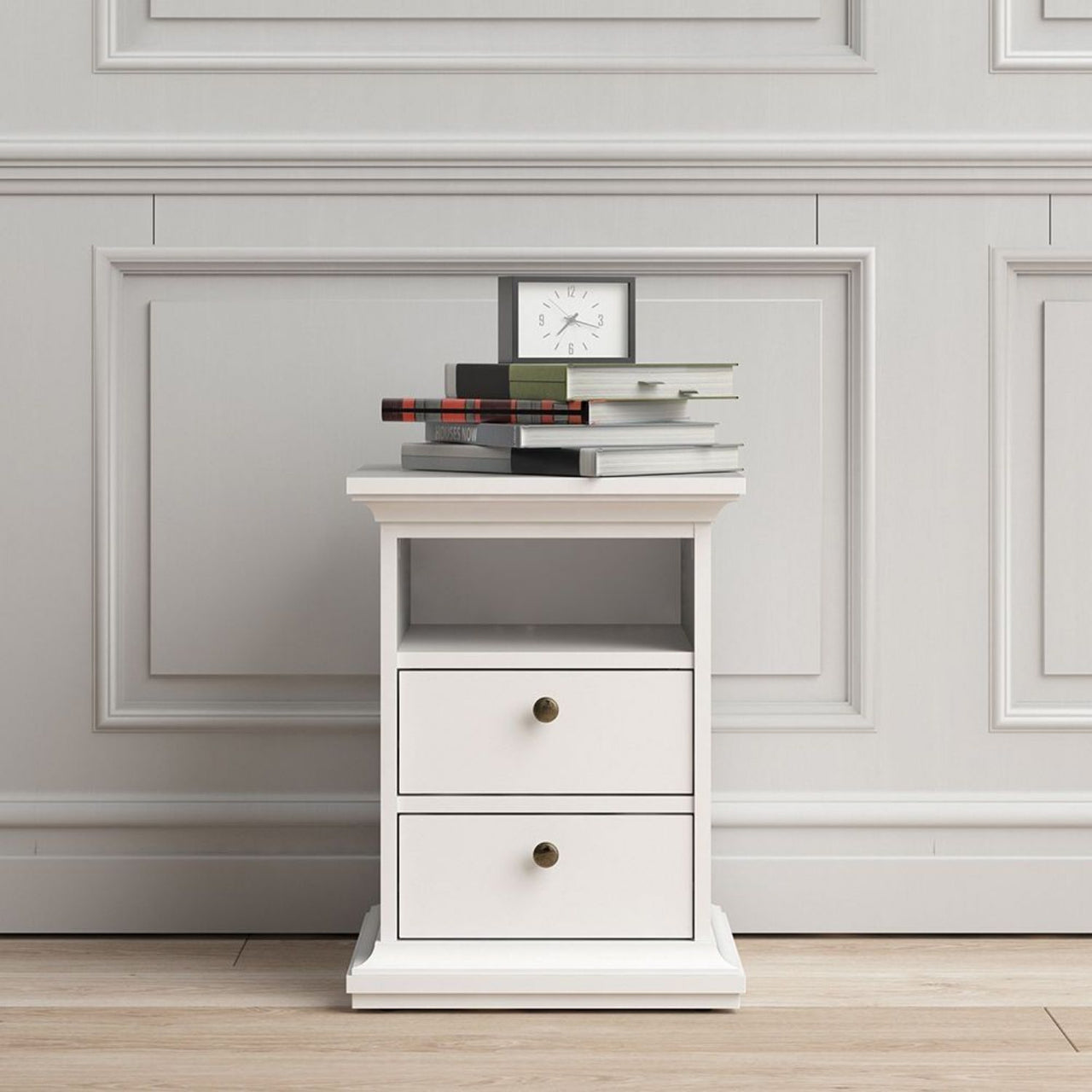 White 2 Drawer Bedside Cabinet