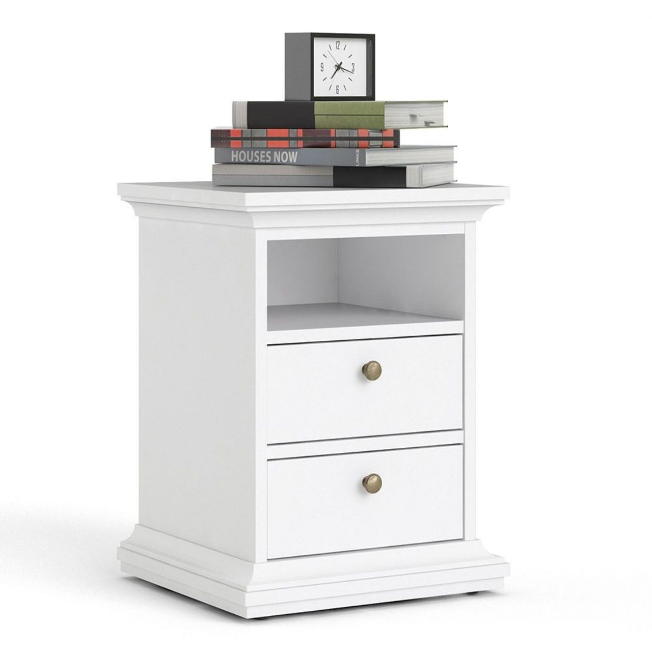 White 2 Drawer Bedside Cabinet