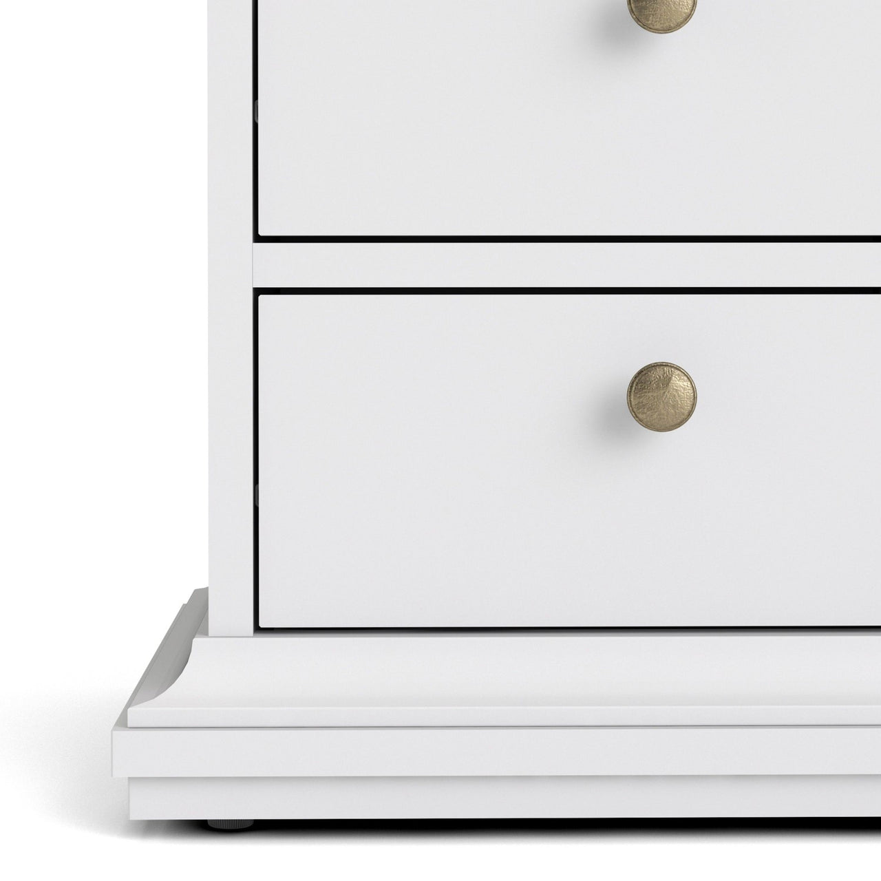 White And Oak Top 2 Drawer Bedside Cabinet With Metal Knobs