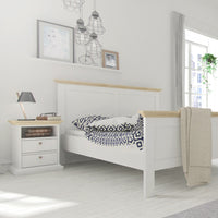 Thumbnail for White And Oak Top 2 Drawer Bedside Cabinet With Metal Knobs