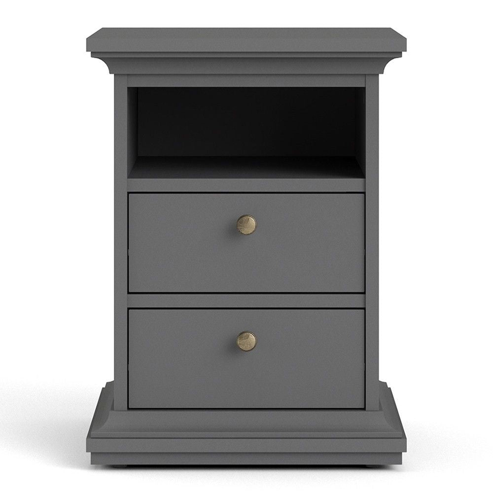 Matt Grey 2 Drawer Bedside Cabinet