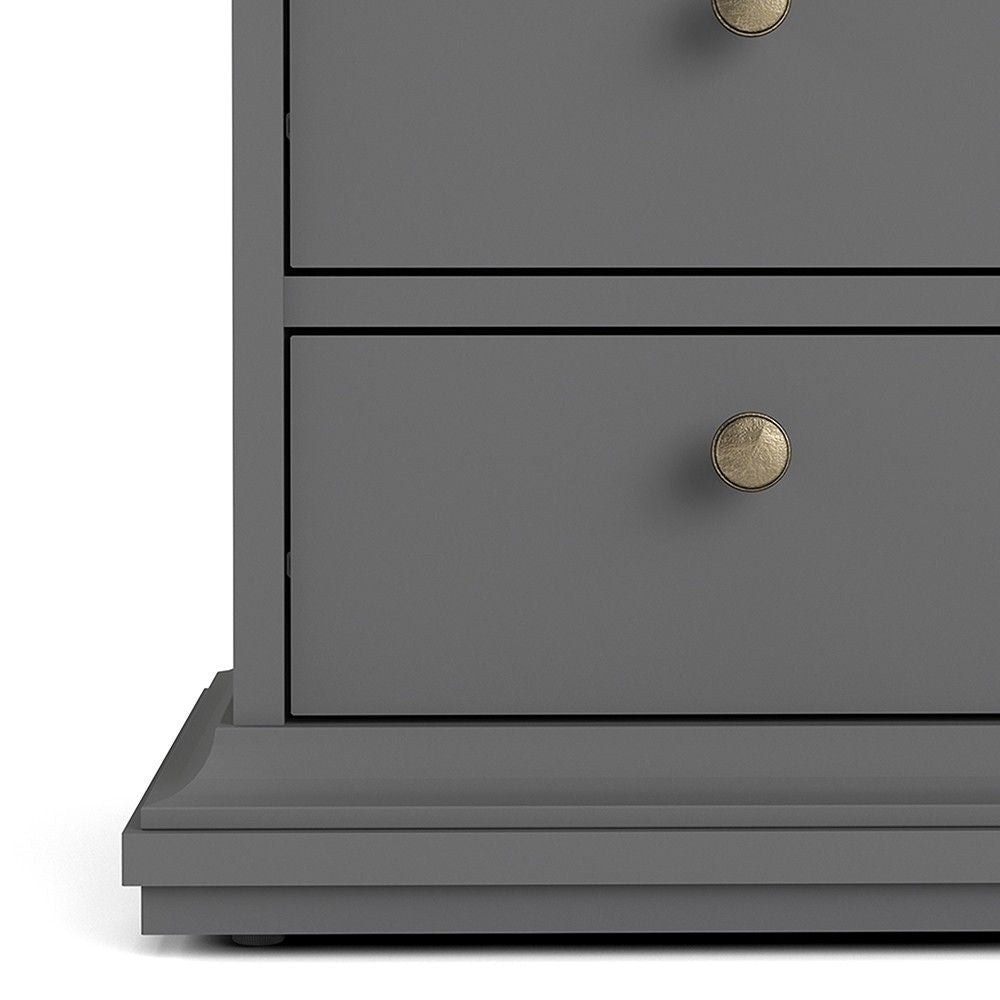 Matt Grey 2 Drawer Bedside Cabinet