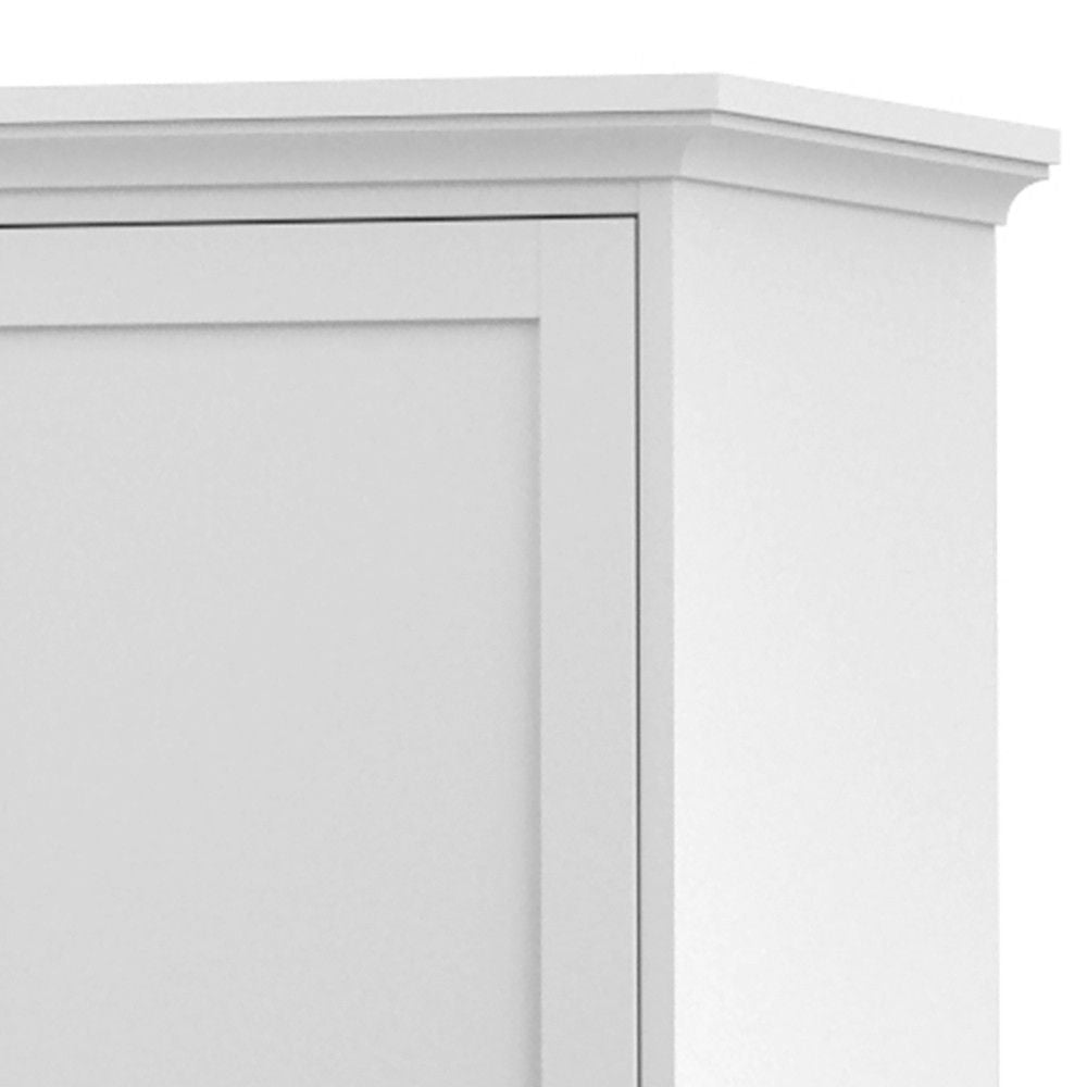 Tall White Cornice Top 2 Door Double Wardrobe