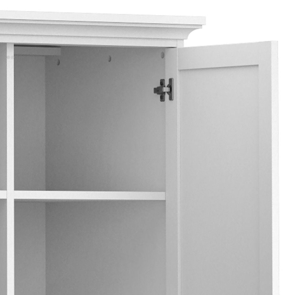 Tall White Cornice Top 2 Door Double Wardrobe