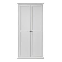 Thumbnail for Tall White Cornice Top 2 Door Double Wardrobe