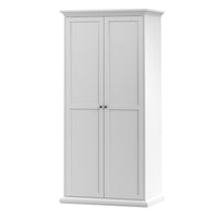 Thumbnail for Tall White Cornice Top 2 Door Double Wardrobe