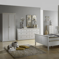 Thumbnail for Tall White Cornice Top 2 Door Double Wardrobe