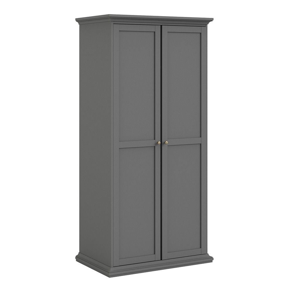 Matt Grey 2 Door Wardrobe With Cornice Top