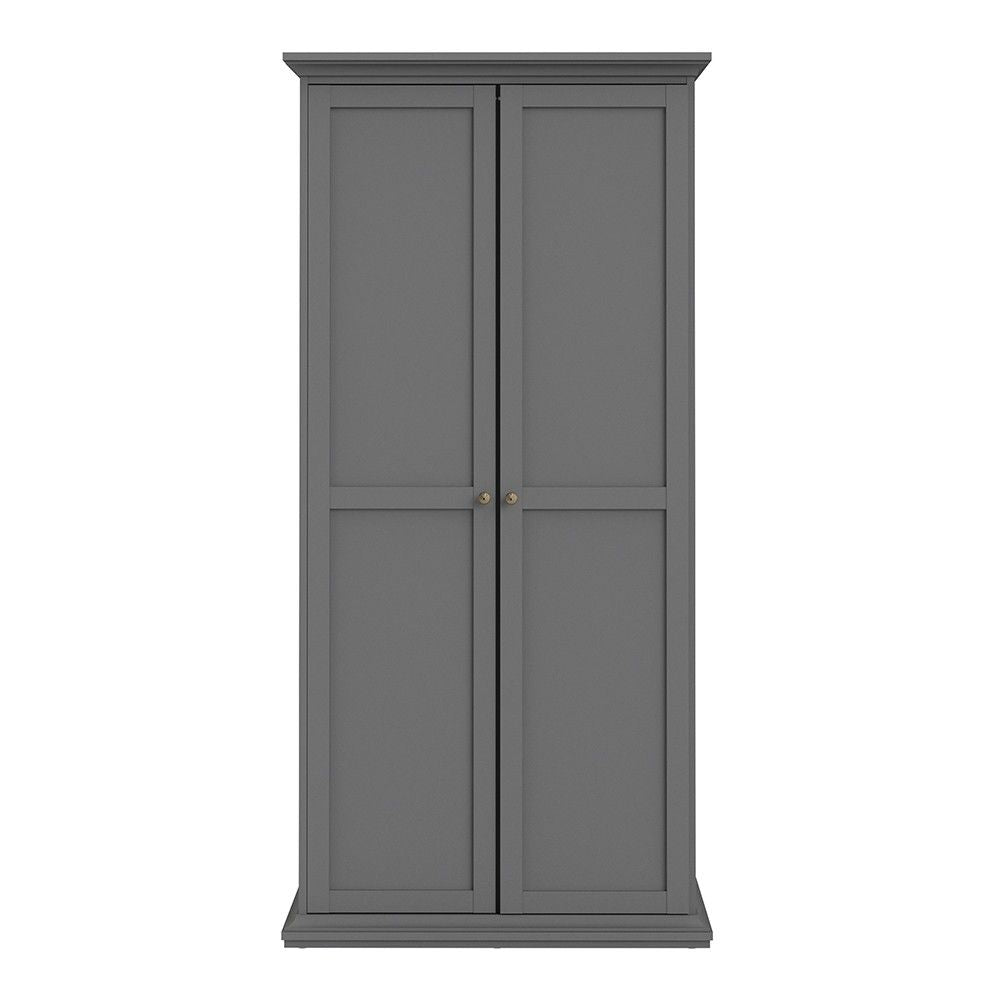 Matt Grey 2 Door Wardrobe With Cornice Top