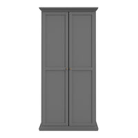 Thumbnail for Matt Grey 2 Door Wardrobe With Cornice Top