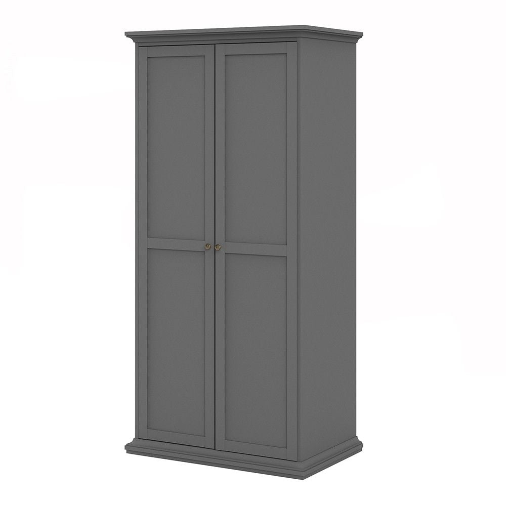 Matt Grey 2 Door Wardrobe With Cornice Top