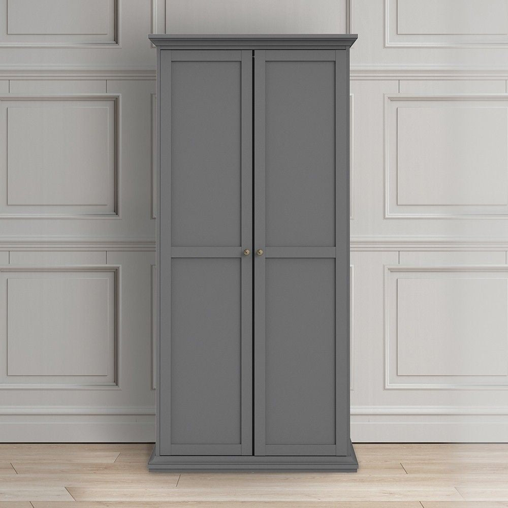 Matt Grey 2 Door Wardrobe With Cornice Top