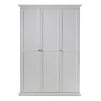 Thumbnail for White 3 Door Triple Wardrobe with Shelves Metal Round Knobs