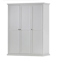 Thumbnail for White 3 Door Triple Wardrobe with Shelves Metal Round Knobs