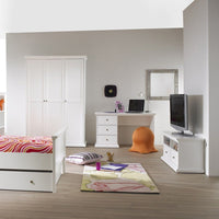 Thumbnail for White 3 Door Triple Wardrobe with Shelves Metal Round Knobs