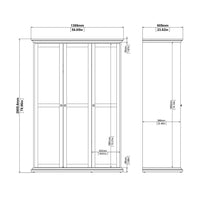 Thumbnail for White 3 Door Triple Wardrobe with Shelves Metal Round Knobs