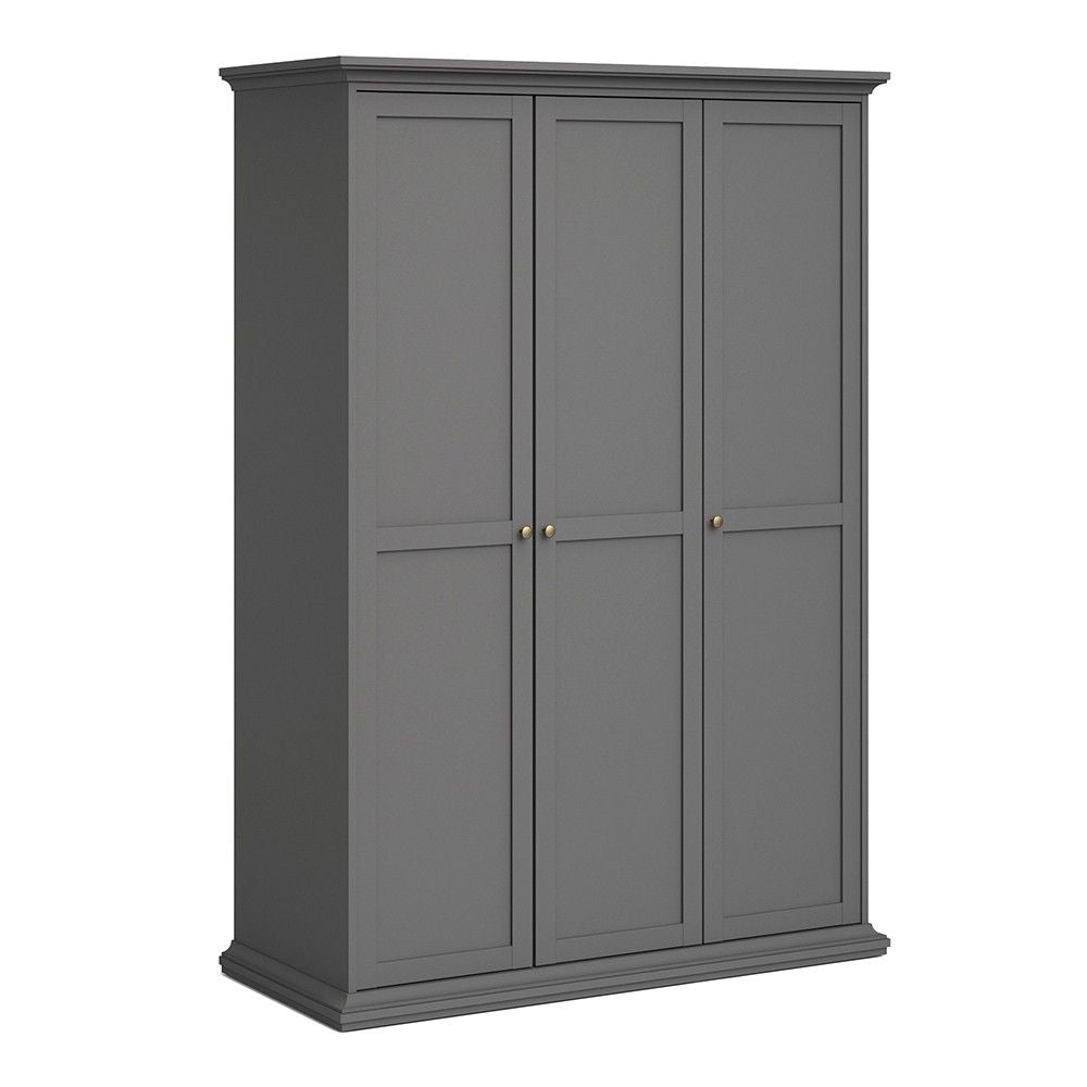 Matt Grey 3 Door Triple Wardrobe