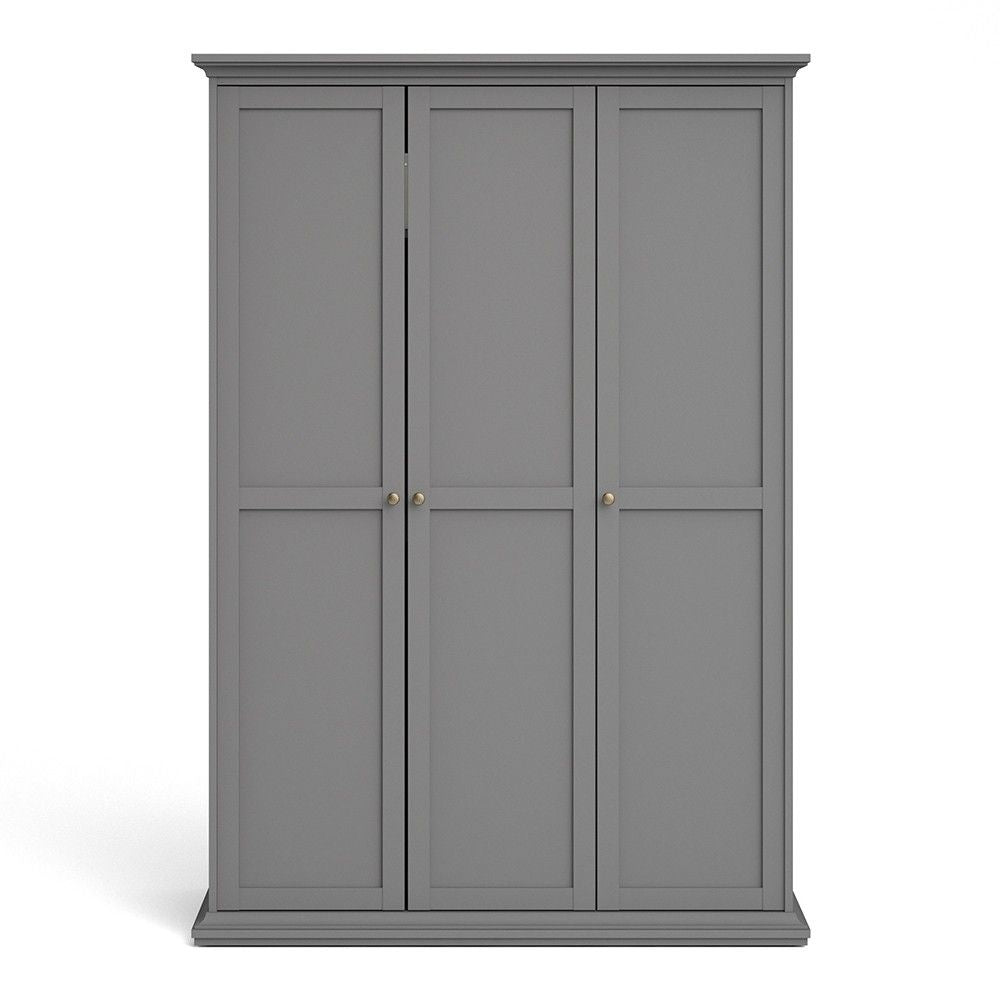 Matt Grey 3 Door Triple Wardrobe