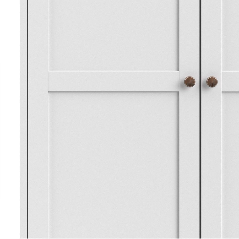 White Large 4 Door Quadruple Wardrobe With Metal Handles