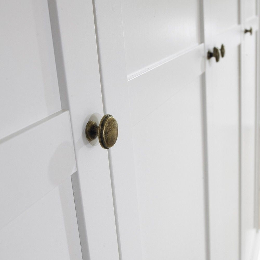 White Large 4 Door Quadruple Wardrobe With Metal Handles