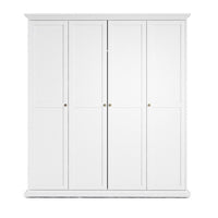 Thumbnail for White Large 4 Door Quadruple Wardrobe With Metal Handles