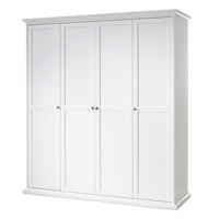 Thumbnail for White Large 4 Door Quadruple Wardrobe With Metal Handles