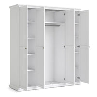 Thumbnail for White Large 4 Door Quadruple Wardrobe With Metal Handles