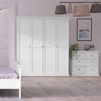 Thumbnail for White Large 4 Door Quadruple Wardrobe With Metal Handles