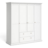 Thumbnail for Paris Wardrobe with 4 Doors and 2 Drawers in White