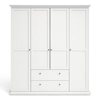 Thumbnail for Paris Wardrobe with 4 Doors and 2 Drawers in White