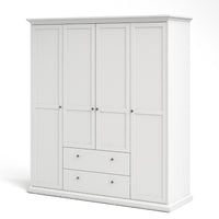 Thumbnail for Paris Wardrobe with 4 Doors and 2 Drawers in White