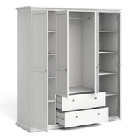 Thumbnail for Paris Wardrobe with 4 Doors and 2 Drawers in White