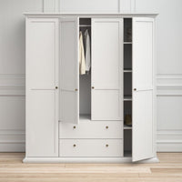 Thumbnail for Paris Wardrobe with 4 Doors and 2 Drawers in White