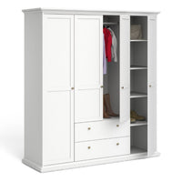 Thumbnail for Paris Wardrobe with 4 Doors and 2 Drawers in White