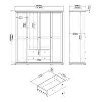 Thumbnail for Matt Grey Large 4 Door 2 Drawer Wardrobe