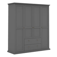 Thumbnail for Matt Grey Large 4 Door 2 Drawer Wardrobe